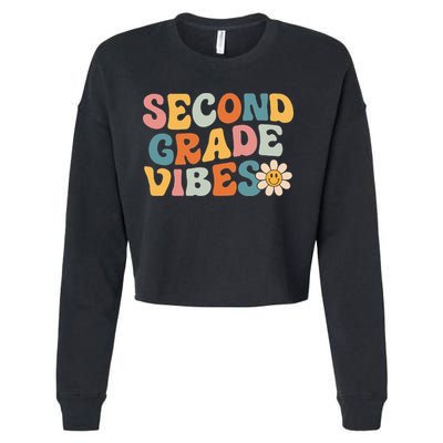 Second Grade Vibes 2nd Grade Team Retro 1st Day Of School Cropped Pullover Crew