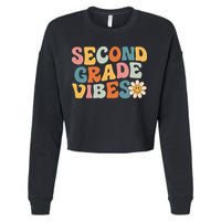Second Grade Vibes 2nd Grade Team Retro 1st Day Of School Cropped Pullover Crew