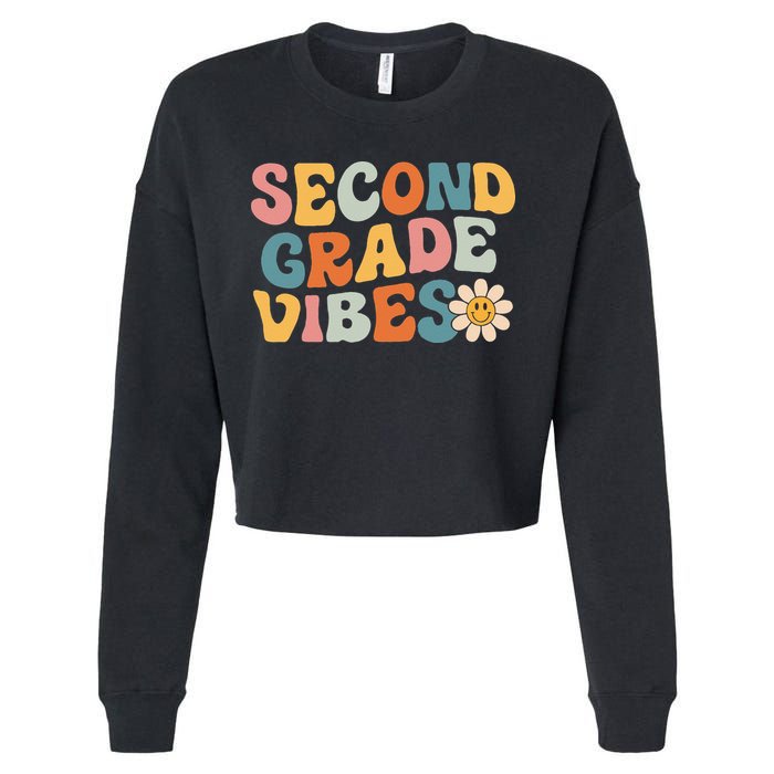 Second Grade Vibes 2nd Grade Team Retro 1st Day Of School Cropped Pullover Crew