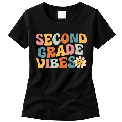 Second Grade Vibes 2nd Grade Team Retro 1st Day Of School Womens T-Shirt