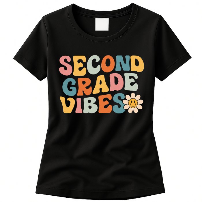 Second Grade Vibes 2nd Grade Team Retro 1st Day Of School Womens T-Shirt