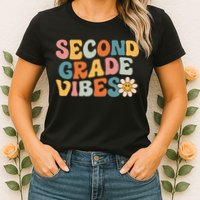 Second Grade Vibes 2nd Grade Team Retro 1st Day Of School Womens T-Shirt