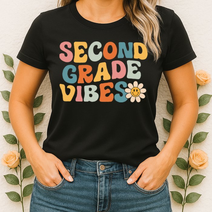 Second Grade Vibes 2nd Grade Team Retro 1st Day Of School Womens T-Shirt
