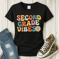Second Grade Vibes 2nd Grade Team Retro 1st Day Of School Womens T-Shirt
