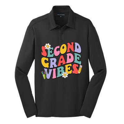 Second Grade Vibes Back To School 2nd Grade Team 1st Day Silk Touch Performance Long Sleeve Polo