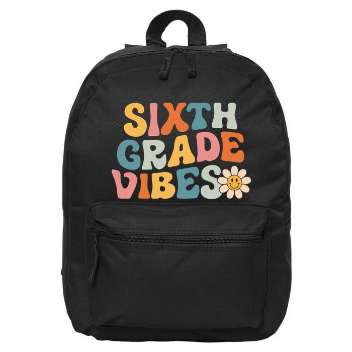 Sixth Grade Vibes 6th Grade Team Retro 1st Day Of School 16 in Basic Backpack