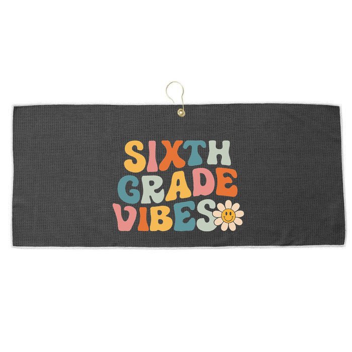 Sixth Grade Vibes 6th Grade Team Retro 1st Day Of School Large Microfiber Waffle Golf Towel