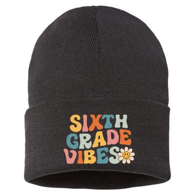 Sixth Grade Vibes 6th Grade Team Retro 1st Day Of School Sustainable Knit Beanie