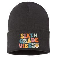Sixth Grade Vibes 6th Grade Team Retro 1st Day Of School Sustainable Knit Beanie