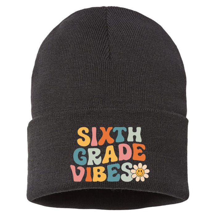 Sixth Grade Vibes 6th Grade Team Retro 1st Day Of School Sustainable Knit Beanie