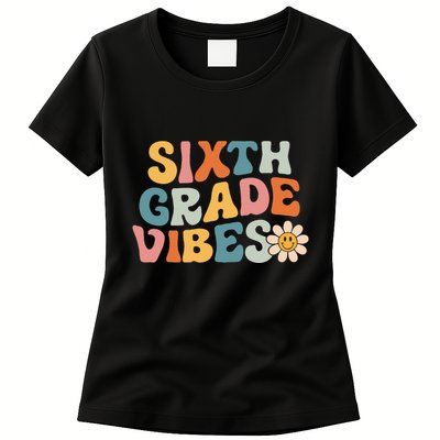Sixth Grade Vibes 6th Grade Team Retro 1st Day Of School Womens T-Shirt