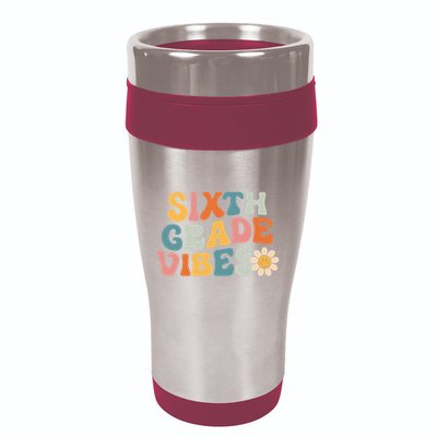 Sixth Grade Vibes 6th Grade Team Retro 1st Day Of School 16oz Travel Tumbler