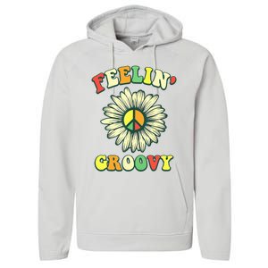 Sunflower Good Vibes Quote Feelin Groovy Hippie Peace Performance Fleece Hoodie