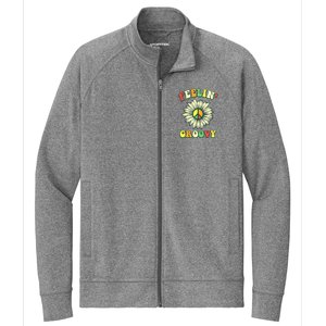 Sunflower Good Vibes Quote Feelin Groovy Hippie Peace Stretch Full-Zip Cadet Jacket