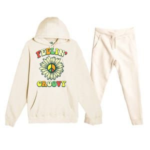 Sunflower Good Vibes Quote Feelin Groovy Hippie Peace Premium Hooded Sweatsuit Set