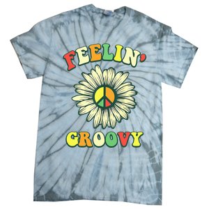 Sunflower Good Vibes Quote Feelin Groovy Hippie Peace Tie-Dye T-Shirt