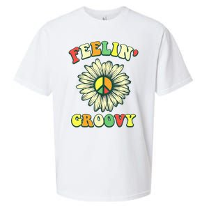 Sunflower Good Vibes Quote Feelin Groovy Hippie Peace Sueded Cloud Jersey T-Shirt