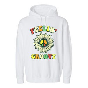 Sunflower Good Vibes Quote Feelin Groovy Hippie Peace Garment-Dyed Fleece Hoodie