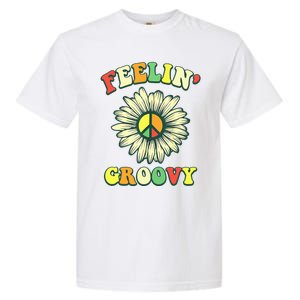 Sunflower Good Vibes Quote Feelin Groovy Hippie Peace Garment-Dyed Heavyweight T-Shirt