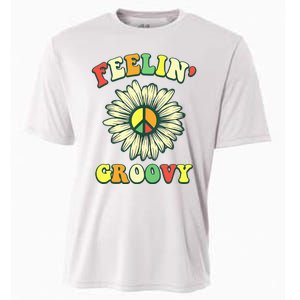 Sunflower Good Vibes Quote Feelin Groovy Hippie Peace Cooling Performance Crew T-Shirt