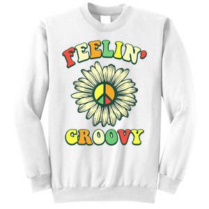 Sunflower Good Vibes Quote Feelin Groovy Hippie Peace Sweatshirt