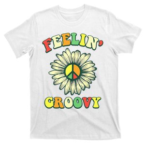 Sunflower Good Vibes Quote Feelin Groovy Hippie Peace T-Shirt