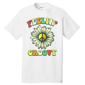 Sunflower Good Vibes Quote Feelin Groovy Hippie Peace Tall T-Shirt