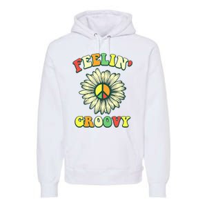 Sunflower Good Vibes Quote Feelin Groovy Hippie Peace Premium Hoodie