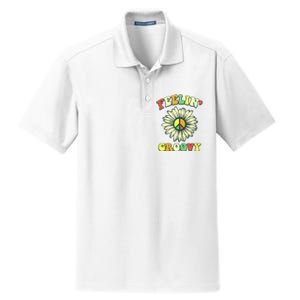 Sunflower Good Vibes Quote Feelin Groovy Hippie Peace Dry Zone Grid Polo