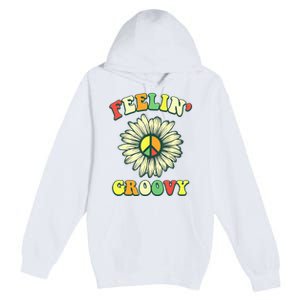 Sunflower Good Vibes Quote Feelin Groovy Hippie Peace Premium Pullover Hoodie