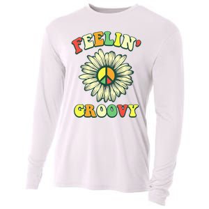 Sunflower Good Vibes Quote Feelin Groovy Hippie Peace Cooling Performance Long Sleeve Crew