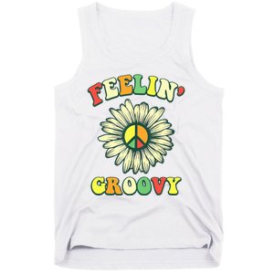 Sunflower Good Vibes Quote Feelin Groovy Hippie Peace Tank Top