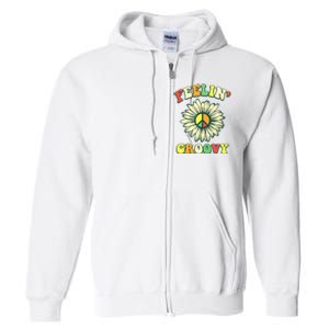 Sunflower Good Vibes Quote Feelin Groovy Hippie Peace Full Zip Hoodie