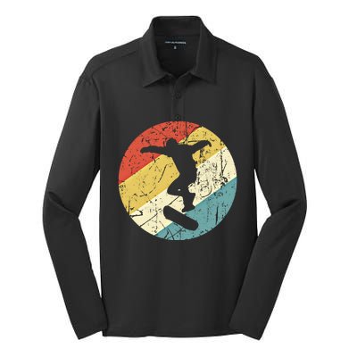 Skateboarding Gift Vintage Retro Skateboarder Gift Silk Touch Performance Long Sleeve Polo