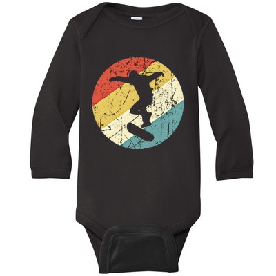 Skateboarding Gift Vintage Retro Skateboarder Gift Baby Long Sleeve Bodysuit