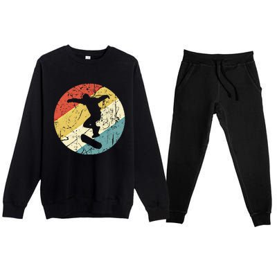 Skateboarding Gift Vintage Retro Skateboarder Gift Premium Crewneck Sweatsuit Set