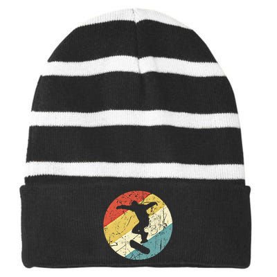 Skateboarding Gift Vintage Retro Skateboarder Gift Striped Beanie with Solid Band