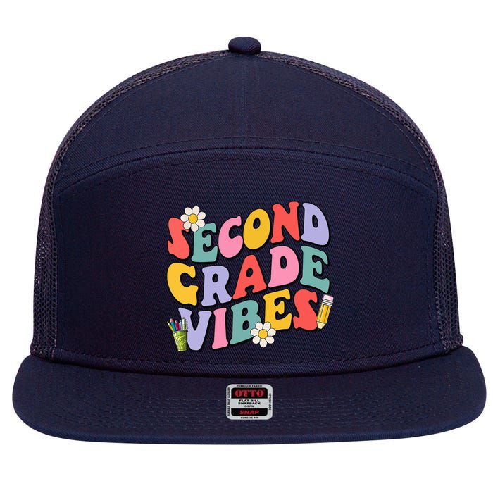 Second Grade Vibes Back To School 2nd Grade Team 1st Day 7 Panel Mesh Trucker Snapback Hat