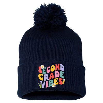 Second Grade Vibes Back To School 2nd Grade Team 1st Day Pom Pom 12in Knit Beanie