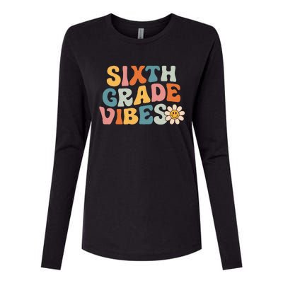 Sixth Grade Vibes 6th Grade Team Retro 1st Day Of School Womens Cotton Relaxed Long Sleeve T-Shirt