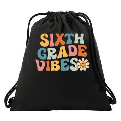 Sixth Grade Vibes 6th Grade Team Retro 1st Day Of School Drawstring Bag