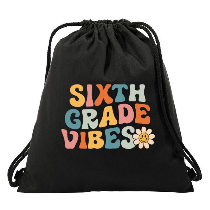 Sixth Grade Vibes 6th Grade Team Retro 1st Day Of School Drawstring Bag