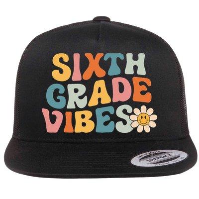 Sixth Grade Vibes 6th Grade Team Retro 1st Day Of School Flatbill Hat