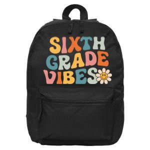 Sixth Grade Vibes 6th Grade Team Retro 1st Day Of School 16 in Basic Backpack