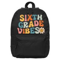 Sixth Grade Vibes 6th Grade Team Retro 1st Day Of School 16 in Basic Backpack