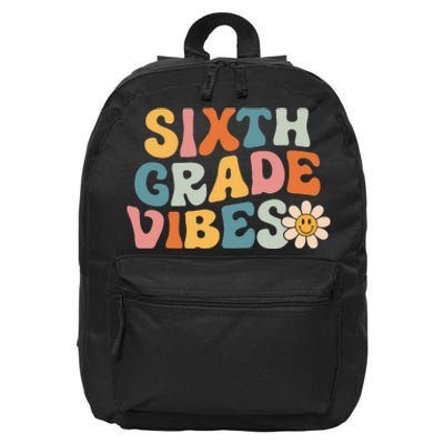 Sixth Grade Vibes 6th Grade Team Retro 1st Day Of School 16 in Basic Backpack