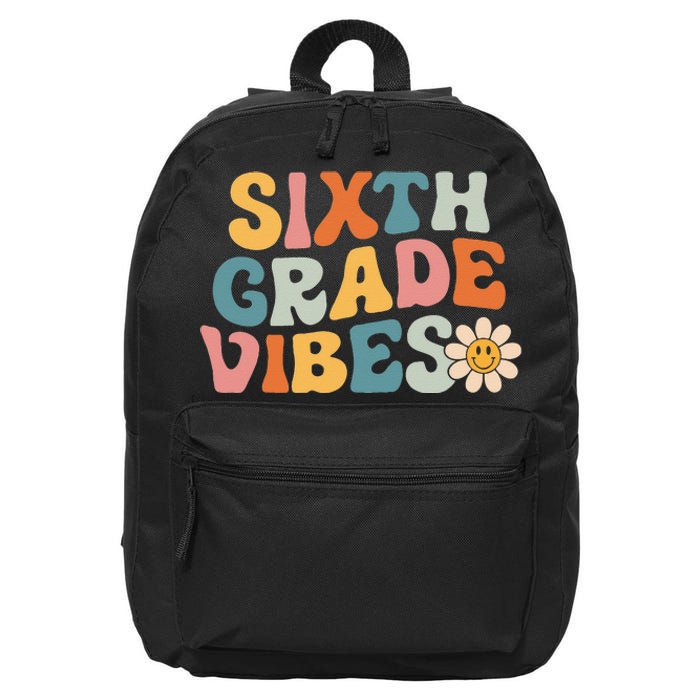 Sixth Grade Vibes 6th Grade Team Retro 1st Day Of School 16 in Basic Backpack