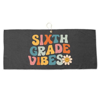 Sixth Grade Vibes 6th Grade Team Retro 1st Day Of School Large Microfiber Waffle Golf Towel