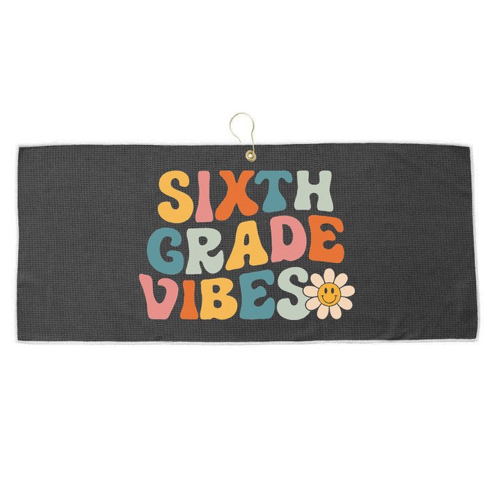 Sixth Grade Vibes 6th Grade Team Retro 1st Day Of School Large Microfiber Waffle Golf Towel