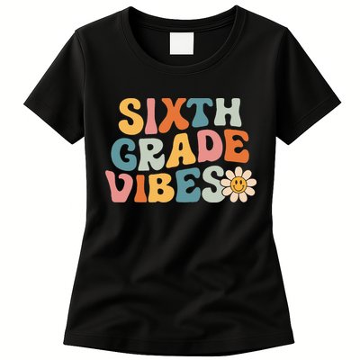 Sixth Grade Vibes 6th Grade Team Retro 1st Day Of School Womens T-Shirt
